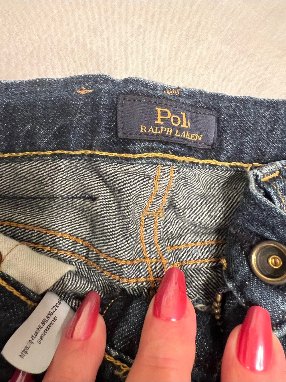Polo by Ralph Lauren Dark Blue Denim Jeans with Yellow Stitching